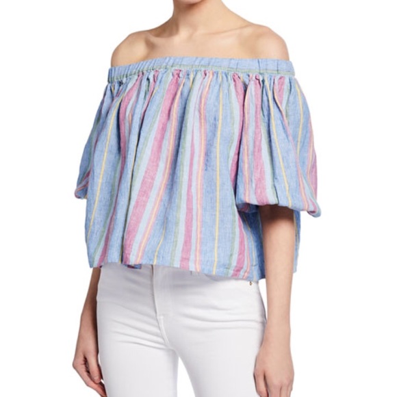 Frame Denim Tops - FRAME off shoulder striped linen top